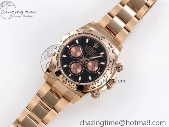 0104 DAYTONA 116505 RG OMF BEST EDITION BLACK RG DIAL ON RG BRACELET A7750 (SLIM MOVEMENT) Trendsetting 1797